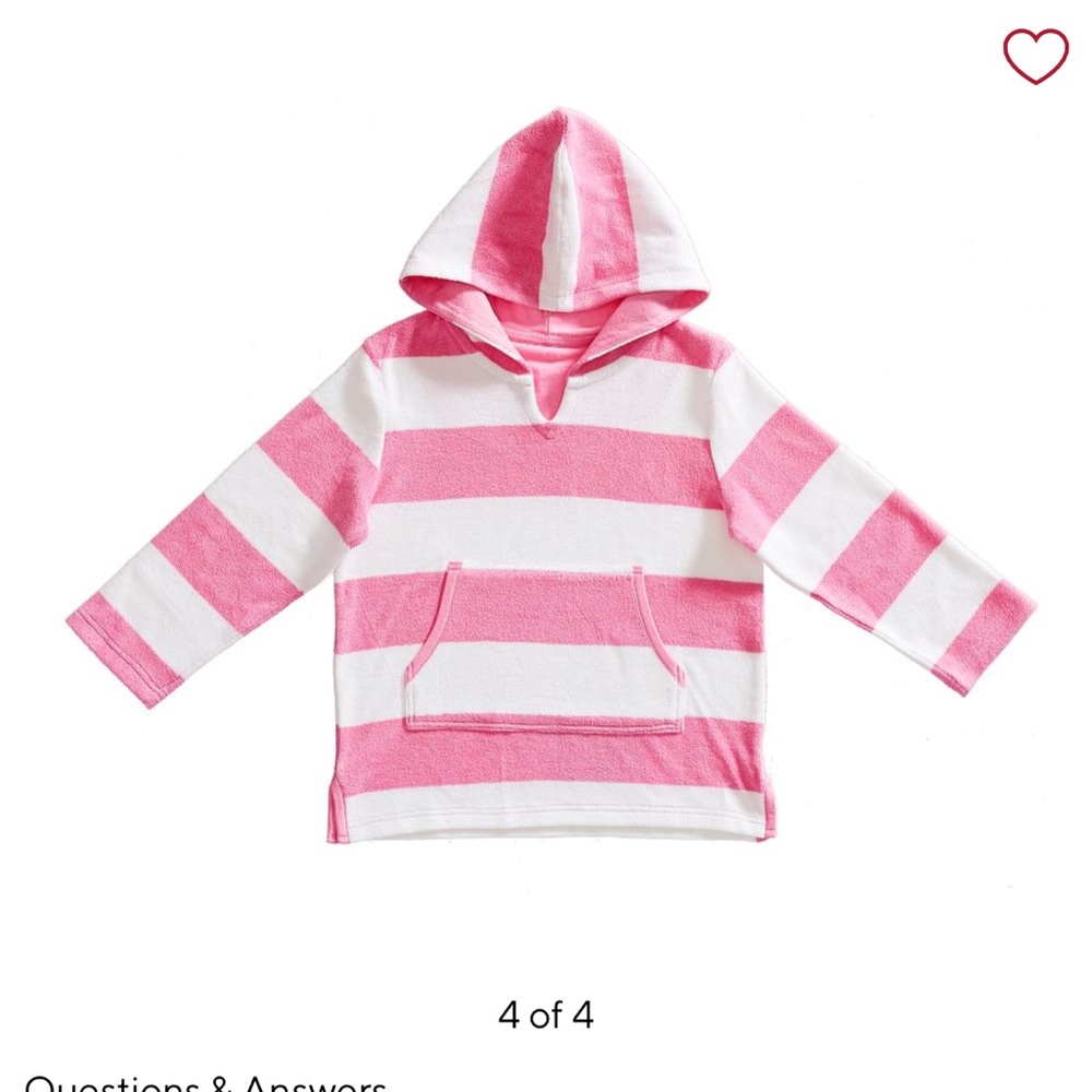 Pottery Barn Kids Pink and White Striped Hoodie Sweatshirt